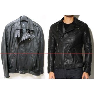 バーバリーブラックレーベル(BURBERRY BLACK LABEL)の極美品バーバリーブラックレーベル ラムレザー ダブルライダース ジャケットM 黒(ライダースジャケット)