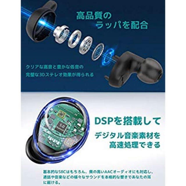 Bluetooth イヤホン スマホ/家電/カメラのオーディオ機器(ヘッドフォン/イヤフォン)の商品写真