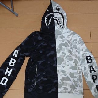 アベイシングエイプ(A BATHING APE)のBAPE NBHD CAMO SHARK エイプ APE ネイバーフッド(パーカー)