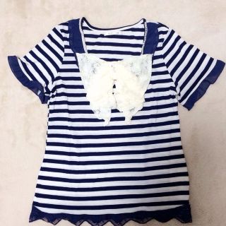 アクシーズファム(axes femme)の美品♡axes femme♡レースリボン♡ボーダーTシャツ(Tシャツ(半袖/袖なし))