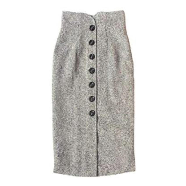 フロントボタン ツイード風 ペンシルスカート Mサイズ レディースのスカート(ひざ丈スカート)の商品写真