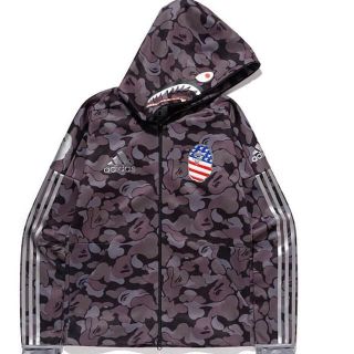 アベイシングエイプ(A BATHING APE)のBAPE adidas SHARK HOODIE BLACK シャーク L (パーカー)