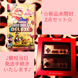 ニンテンドースイッチ(Nintendo Switch)の【専用】新品 New マリオU +ファミコンコントローラー +イーブイたまごっち(家庭用ゲームソフト)