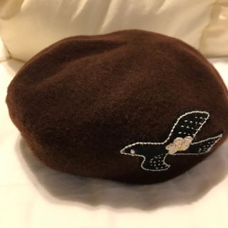 ハンドメイド刺繍入ベレー帽(ハンチング/ベレー帽)