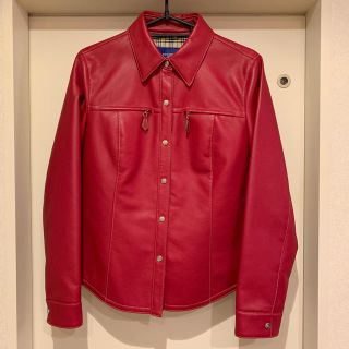 バーバリーブルーレーベル(BURBERRY BLUE LABEL)の◆BURBERRY BLUE LABEL/レザー(合皮)ジャケット/USED/赤(その他)