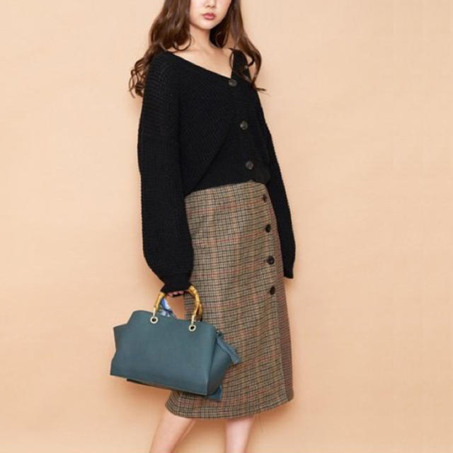 AZUL by moussy(アズールバイマウジー)の新品☆バイカラー タイトラップ チェックスカート レディースのスカート(ひざ丈スカート)の商品写真