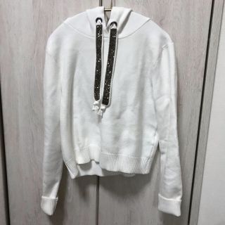 ザラ(ZARA)のZARA ラメニットパーカー(ホワイト)(パーカー)