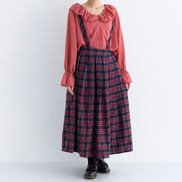 merlot(メルロー)の【メルロー】チェック柄吊りスカート レディースのスカート(ロングスカート)の商品写真