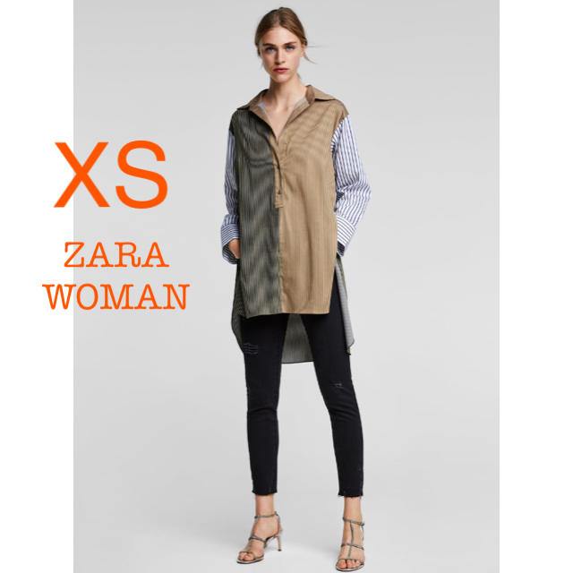 ZARA(ザラ)の新品未使用 ZARA WOMAN オーバーサイズ ストライプ シャツ XS S レディースのトップス(シャツ/ブラウス(長袖/七分))の商品写真