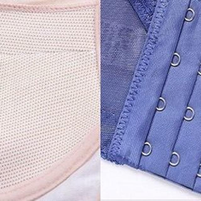 刺繍つき調整ブラ＆ショーツセット　85B　ブルー レディースの下着/アンダーウェア(ブラ&ショーツセット)の商品写真