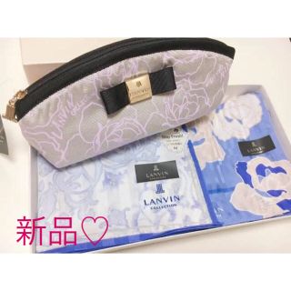 ランバンコレクション(LANVIN COLLECTION)の★新品タグ付き LANVINコレクション ポーチ＆ハンカチ2枚セット (ポーチ)