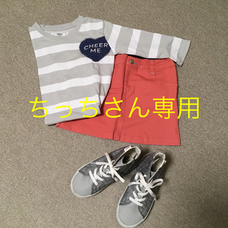 イッカ(ikka)のgirl's 七分袖Tシャツ&ミニスカート&ハイカットスニーカー(Tシャツ/カットソー)