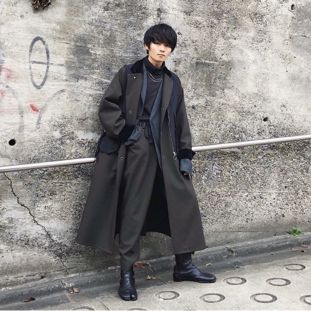 メンズSUNSEA 18AW POLYYS WOOL COAT【濃グレー色・サイズ3】