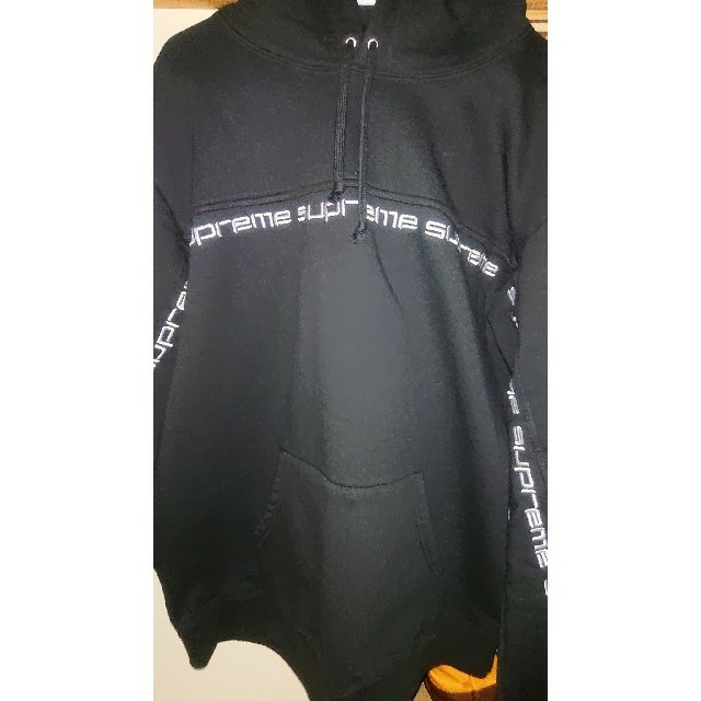 supreme Text stripe hooded XL