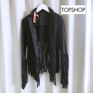 トップショップ(TOPSHOP)の新品未使用 ◆ TOPSHOP トップショップ フリンジ レザージャケット (テーラードジャケット)