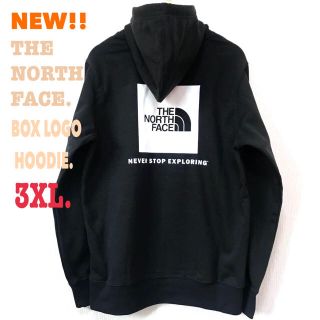 ザノースフェイス(THE NORTH FACE)の3XL相当 新品 ☆ ノースフェイス BOXロゴ パーカー メンズ XXL 黒(パーカー)