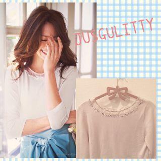 ジャスグリッティー(JUSGLITTY)のジャス♡キラキラビジュー付プルオーバー(カットソー(長袖/七分))