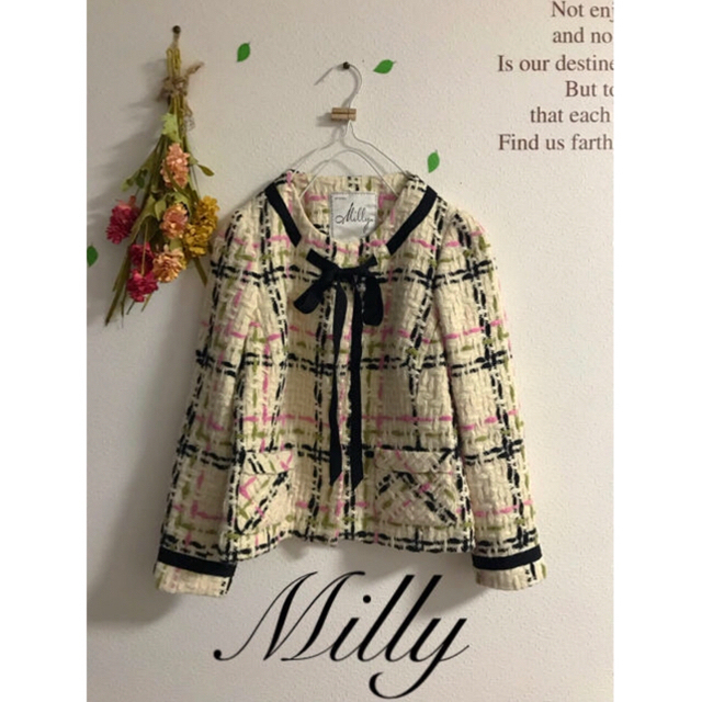 Milly(ミリー)のみやび様 専用 Milly ツイードジャケット   レディースのジャケット/アウター(ノーカラージャケット)の商品写真