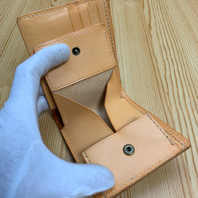 長財布 本革 フルレザー 二つ折り財布 メンズ ヌメ革 手縫い 手染め