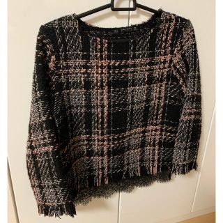 ザラ(ZARA)のZARA ツイードトップス 美品(カットソー(長袖/七分))