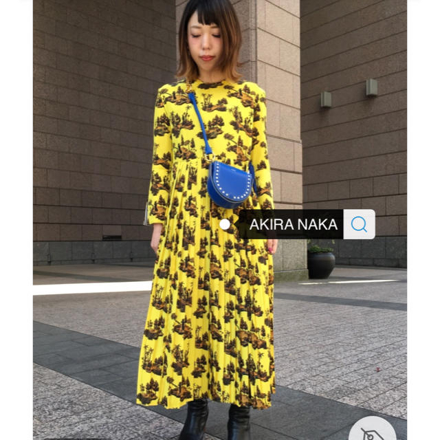 AKIRA NAKA プリントワンピース イエロー 【予約】 stockshoes.co