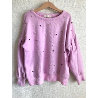 ザラキッズ(ZARA KIDS)のzara kids 子供 カラフルパール付き スウェット トレーナー 長袖 ８歳(Tシャツ/カットソー)