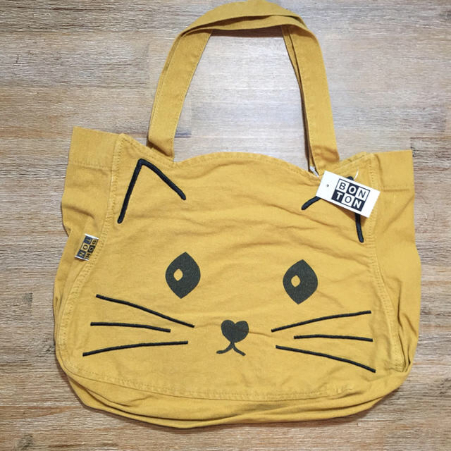 新品未使用 ボントン ねこトートバッグ イエローとブルー BONTON トートバッグ