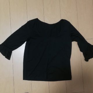 ティティベイト(titivate)の新品×未使用　titivate  5部丈フリル袖　黒Tシャツ(Tシャツ(長袖/七分))