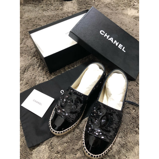 シャネルCHANELスパンコールエスパードリーユ美品