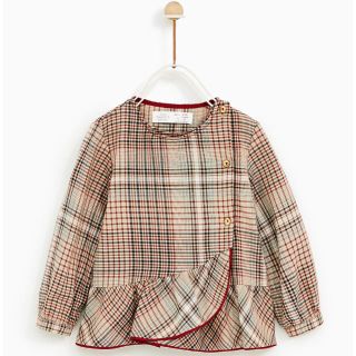 ザラキッズ(ZARA KIDS)のzara チェック ブラウス  80(シャツ/カットソー)