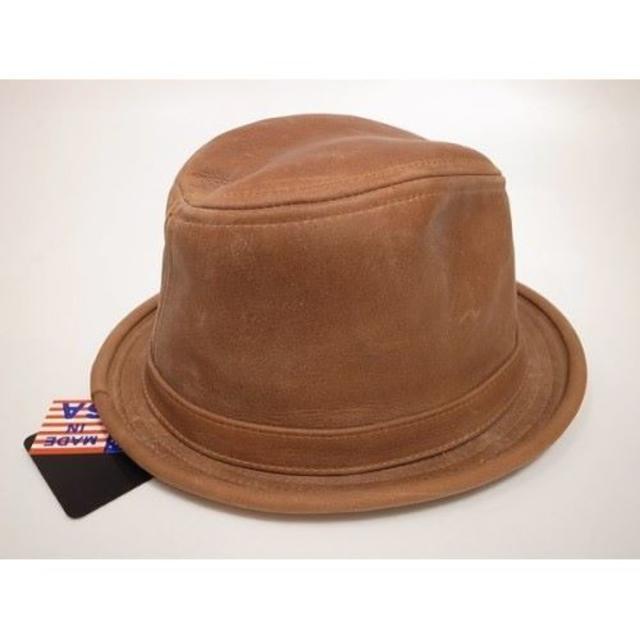 NEW YORK HAT(ニューヨークハット)のニューヨークハットVintage Leather Fedora Rust XL メンズの帽子(ハット)の商品写真