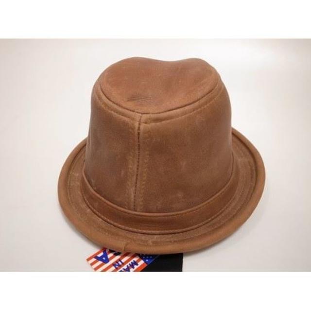 NEW YORK HAT(ニューヨークハット)のニューヨークハットVintage Leather Fedora Rust XL メンズの帽子(ハット)の商品写真