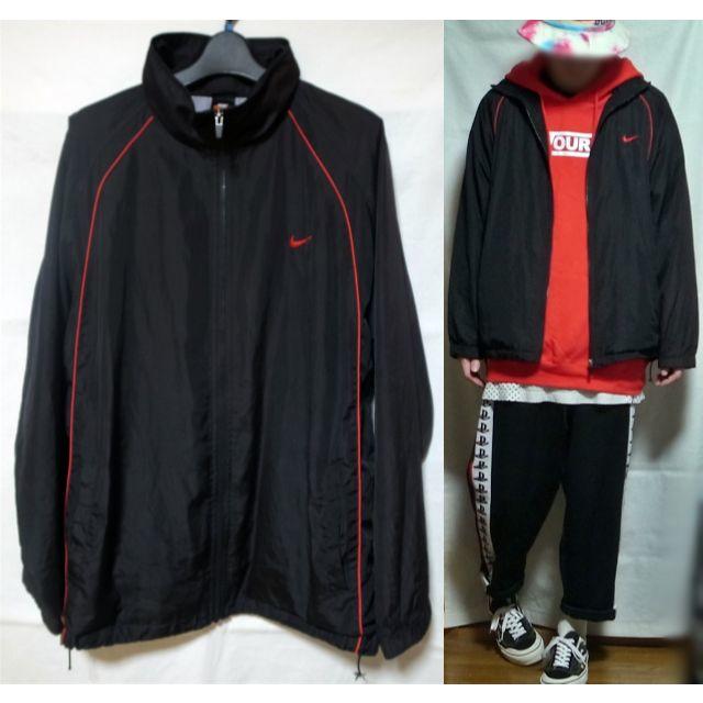 ナイキ ヴィンテージ ナイロンジャケット 黒 赤 Mサイズ 90年代～00年代