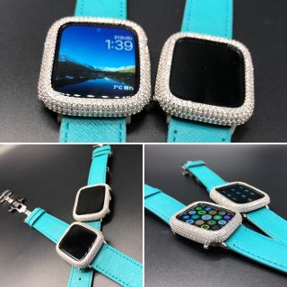 アップルウォッチ(Apple Watch)のシリーズ5/4★カスタムカバーxティファニーブルーベルトセット(腕時計)