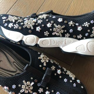 クリスチャンディオール(Christian Dior)の美品 Dior ディオール FUSION スニーカー クリスタル(スニーカー)