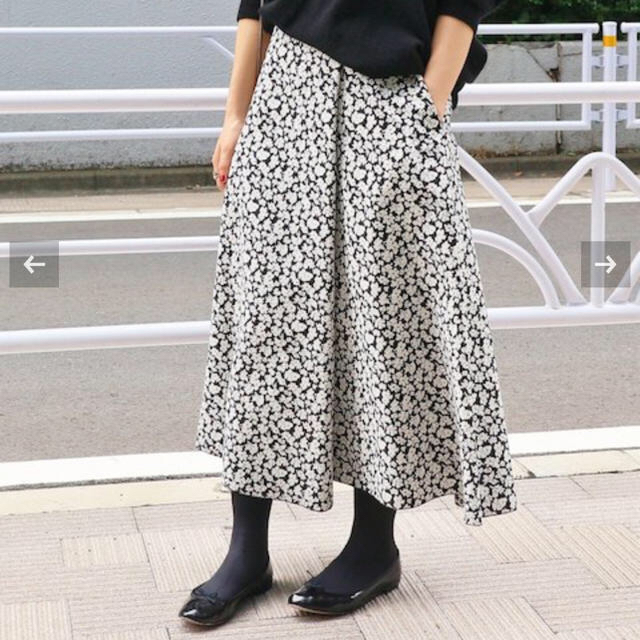 イエナ フラワージャガードフレアスカート ブラック 40サイズ - ロング