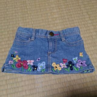 ベビーギャップ(babyGAP)の【美品】花柄刺繍デニムスカート80(スカート)