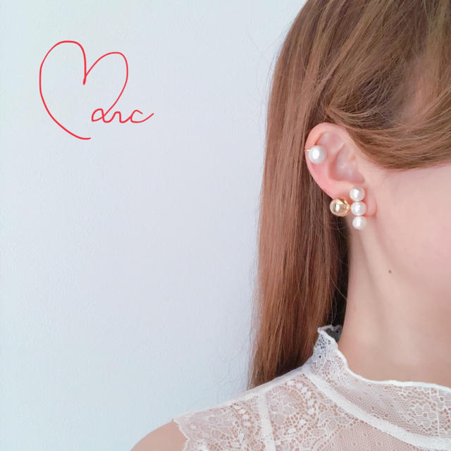 【片耳用】コットンパールorメタルボール  ピアス／イヤリング ゴールド メンズのアクセサリー(ピアス(片耳用))の商品写真