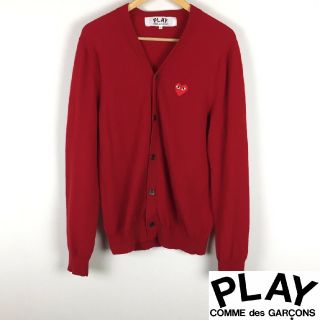 コムデギャルソン(COMME des GARCONS)の美品 プレイコムデギャルソン 長袖カーディガン レッド サイズL(カーディガン)