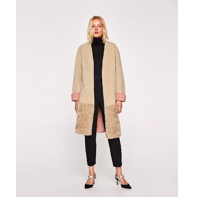 ZARA - ZARA もこもこムートン×スエード バイカラー異素材ノー ZARA - ZARA もこもこムートン×スエード バイカラー異素材ノー