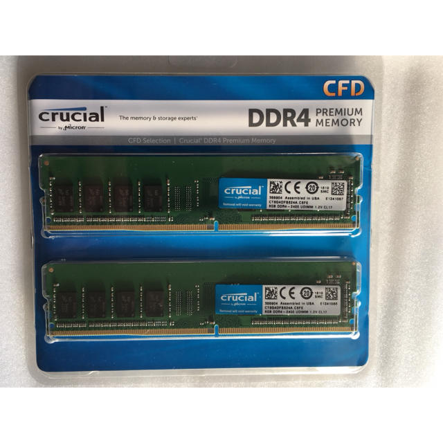 Crucial DDR4 2400 8GB x2 = 16GB 美品PCパーツ