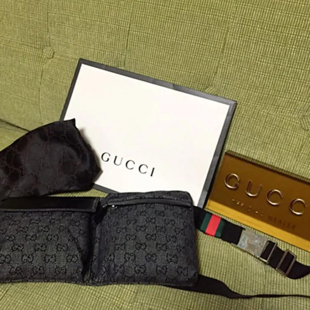 Gucci(グッチ)のGUCCI GGモノグラム ボディバッグ ロダン ストーンブラック上物美品正規品 メンズのバッグ(ウエストポーチ)の商品写真