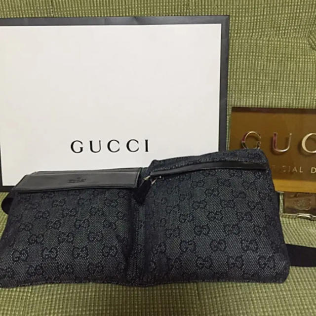 Gucci(グッチ)のGUCCI GGモノグラム ボディバッグ ロダン ストーンブラック上物美品正規品 メンズのバッグ(ウエストポーチ)の商品写真