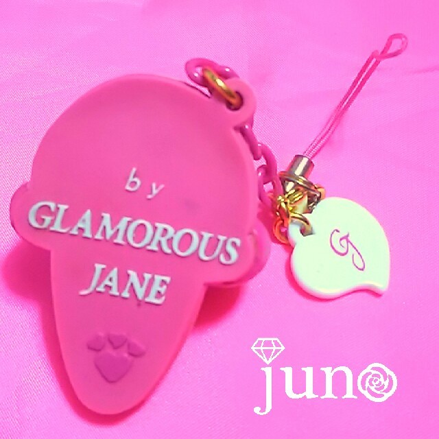 GLAMOROUS JANE(グラマラスジェーン)のthalia グラマラスジェーン アイスクリーム ストラップ 水色 ハート ロゴ スマホ/家電/カメラのスマホアクセサリー(ネックストラップ)の商品写真