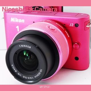 ニコン(Nikon)のキュートで可愛いチェリーピンクスマホ転送カード今だけ16GBニコンJ2(ミラーレス一眼)