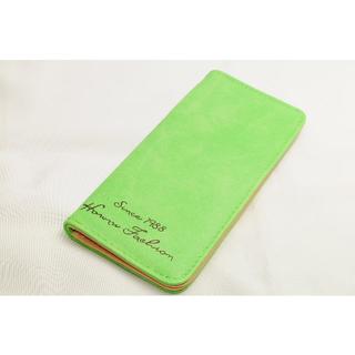 【新品未使用・送料無料】二つ折りスリム長財布（グリーン）緑色(財布)