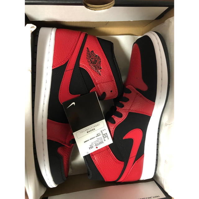 NIKE(ナイキ)のNIKE AIR JORDAN1 MID BLACK/GYM RED-WHITE メンズの靴/シューズ(スニーカー)の商品写真