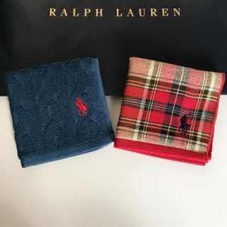 ラルフローレン(Ralph Lauren)のリボン手提げ付♥RALPH LAUREN♥ラルフ♥ミニタオルセット 2枚♥(ハンカチ)