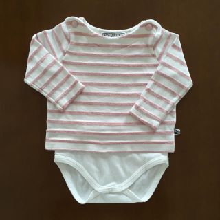 プチバトー(PETIT BATEAU)のプチバトー ラメマリニエール 長袖ロンパース 12M(ロンパース)