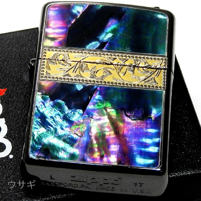 ZIPPO(ジッポー)の送料無料☆zippo☆ブラックシェル☆アラベスクラインG☆ブラック☆ジッポ メンズのファッション小物(タバコグッズ)の商品写真